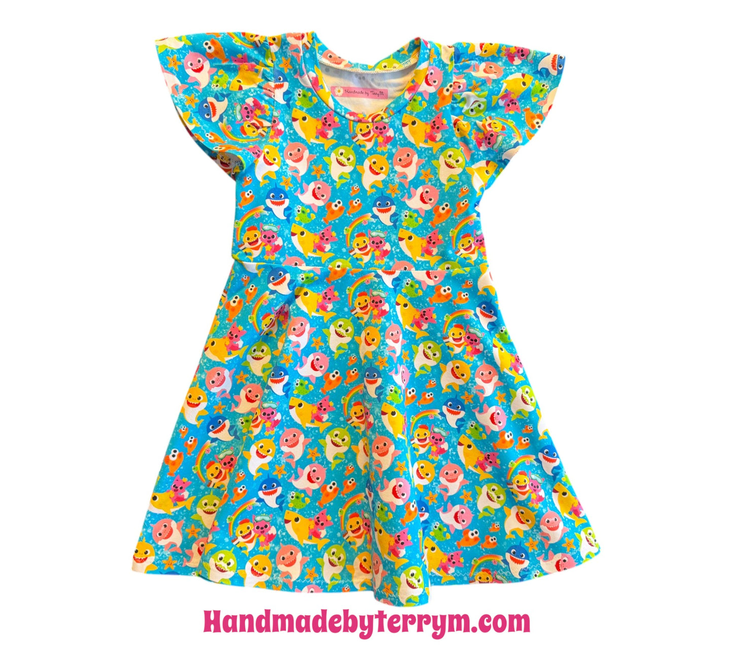 (1744) Blue Baby Shark Dress - Size 4