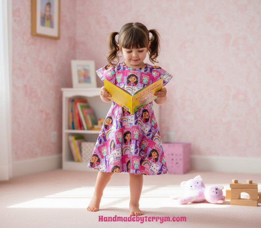 (1733) Patchwork Cat Friend Dress - Size 4