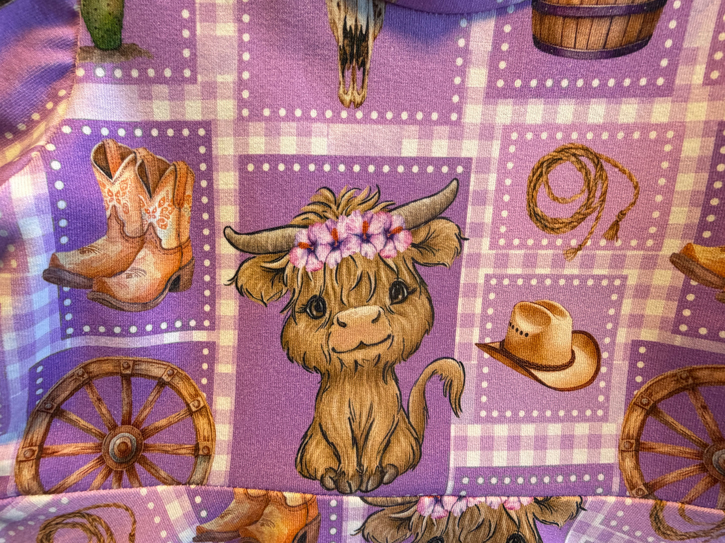 (1734) Purple Highland Cow Dress - Size 4