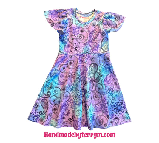 (1747) Paisley Dream Flutter Dress Size 7