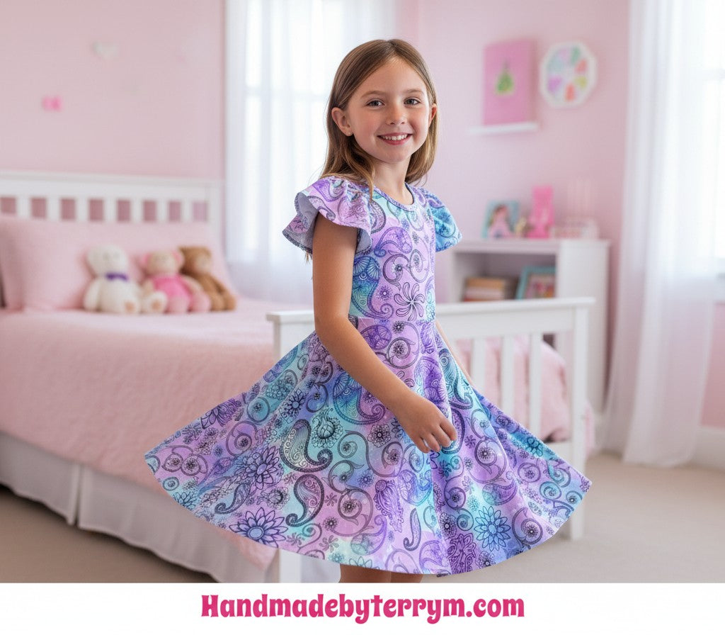 (1747) Paisley Dream Flutter Dress Size 7