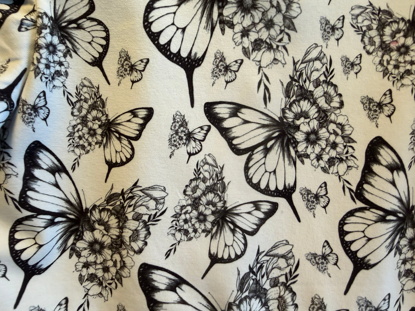 (1745) White & Black Butterfly Dress - Size 7