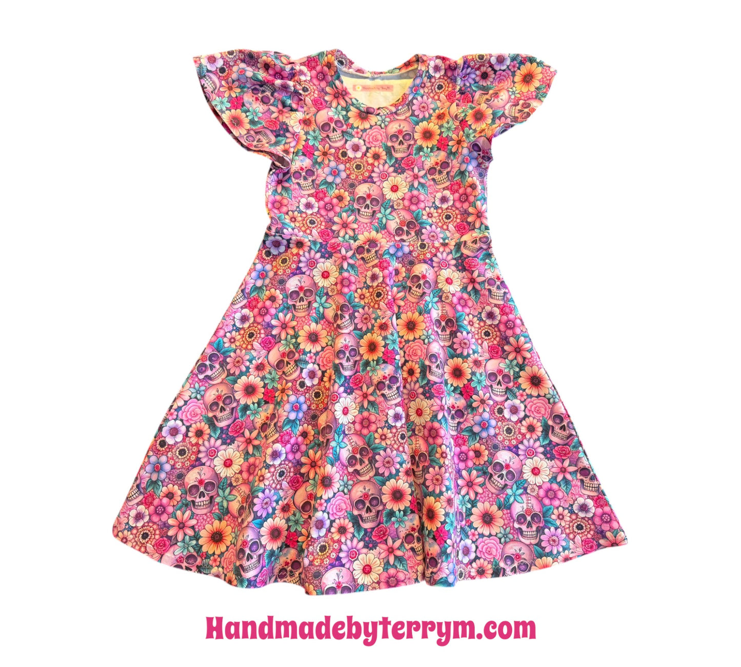 (1748) Fiesta Bloom Flutter Dress - Size 7