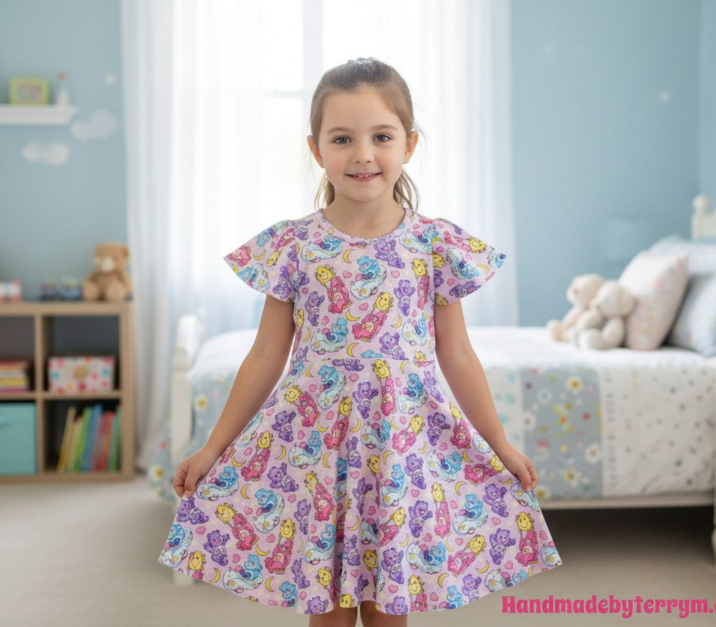 (1512) Colourful Bear Dress - Size 6