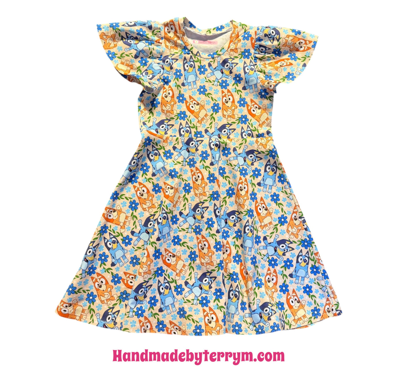 (1752) Blue Dog Dress - Size 7