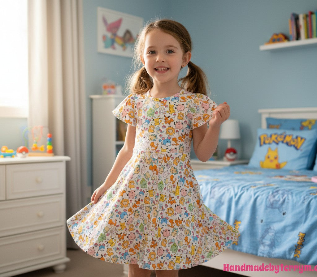 (1751) Scribble Poke Dress - Size 7