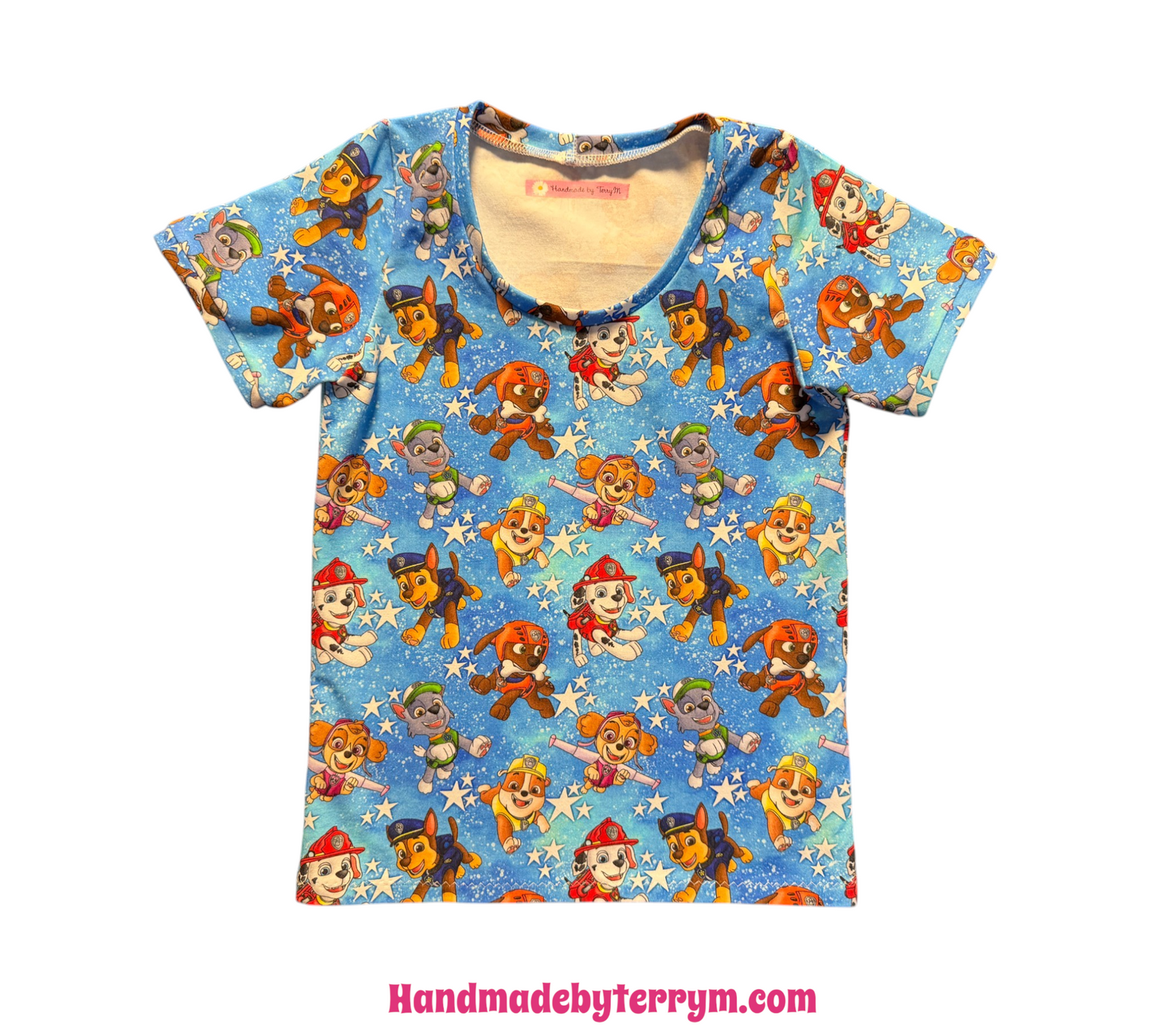 (1767) Puppies & Stars T‑Shirt & Shorts Set -Size 6