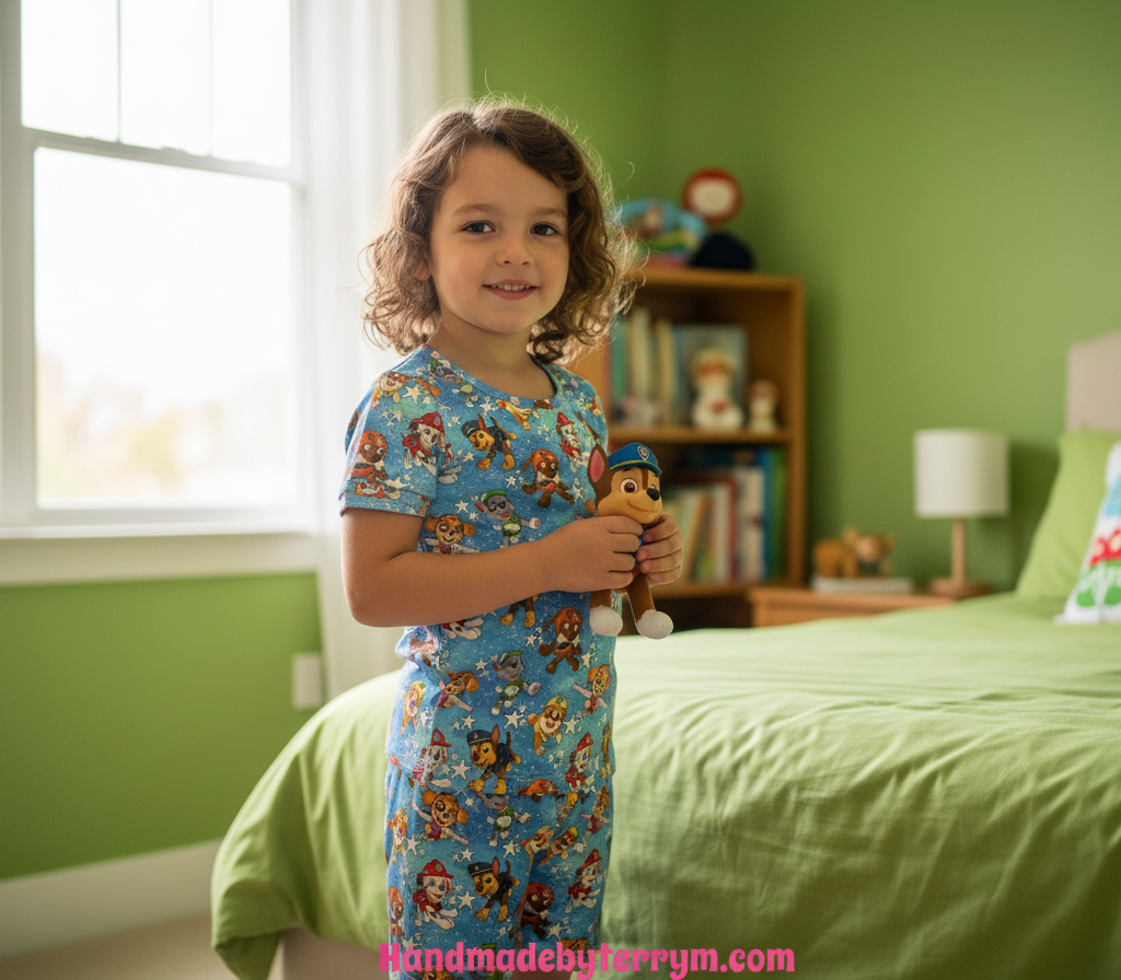 (1767) Puppies & Stars T‑Shirt & Shorts Set -Size 6