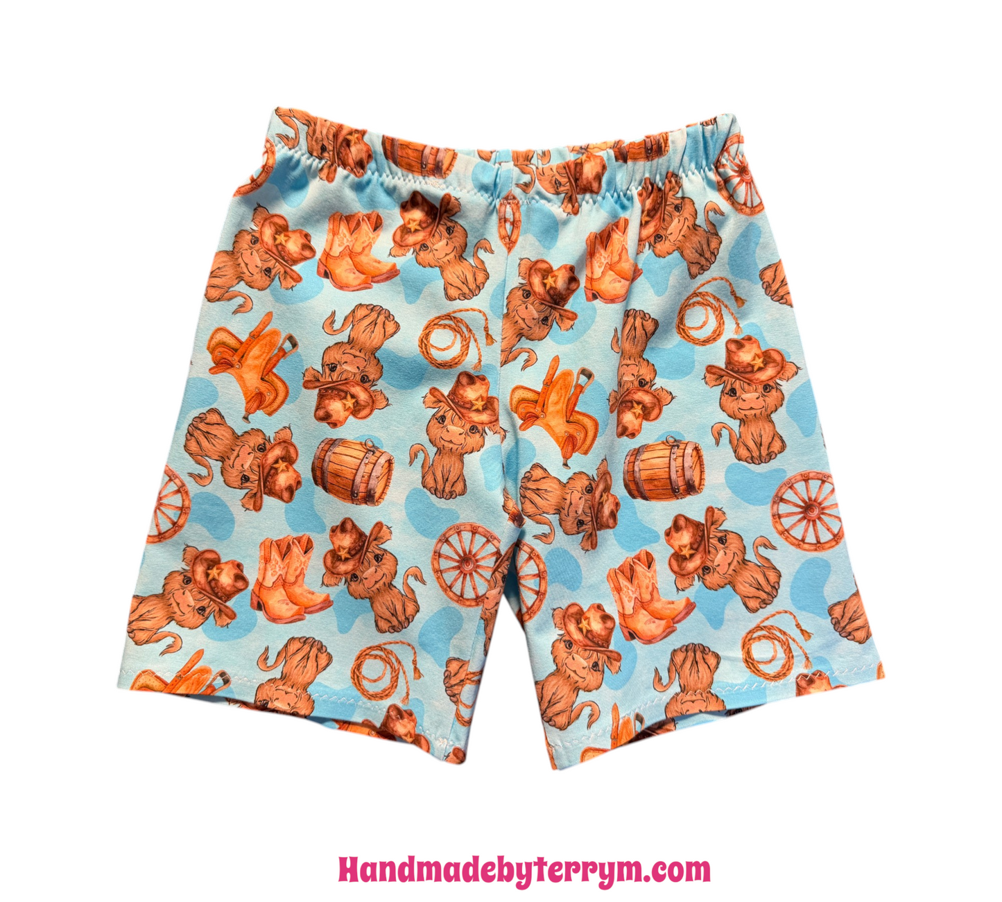 (1766) Cowboy Cows Tshirt & Shorts Set - Size 6