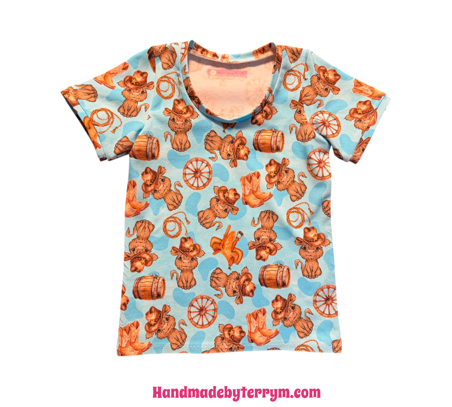 (1766) Cowboy Cows Tshirt & Shorts Set - Size 6