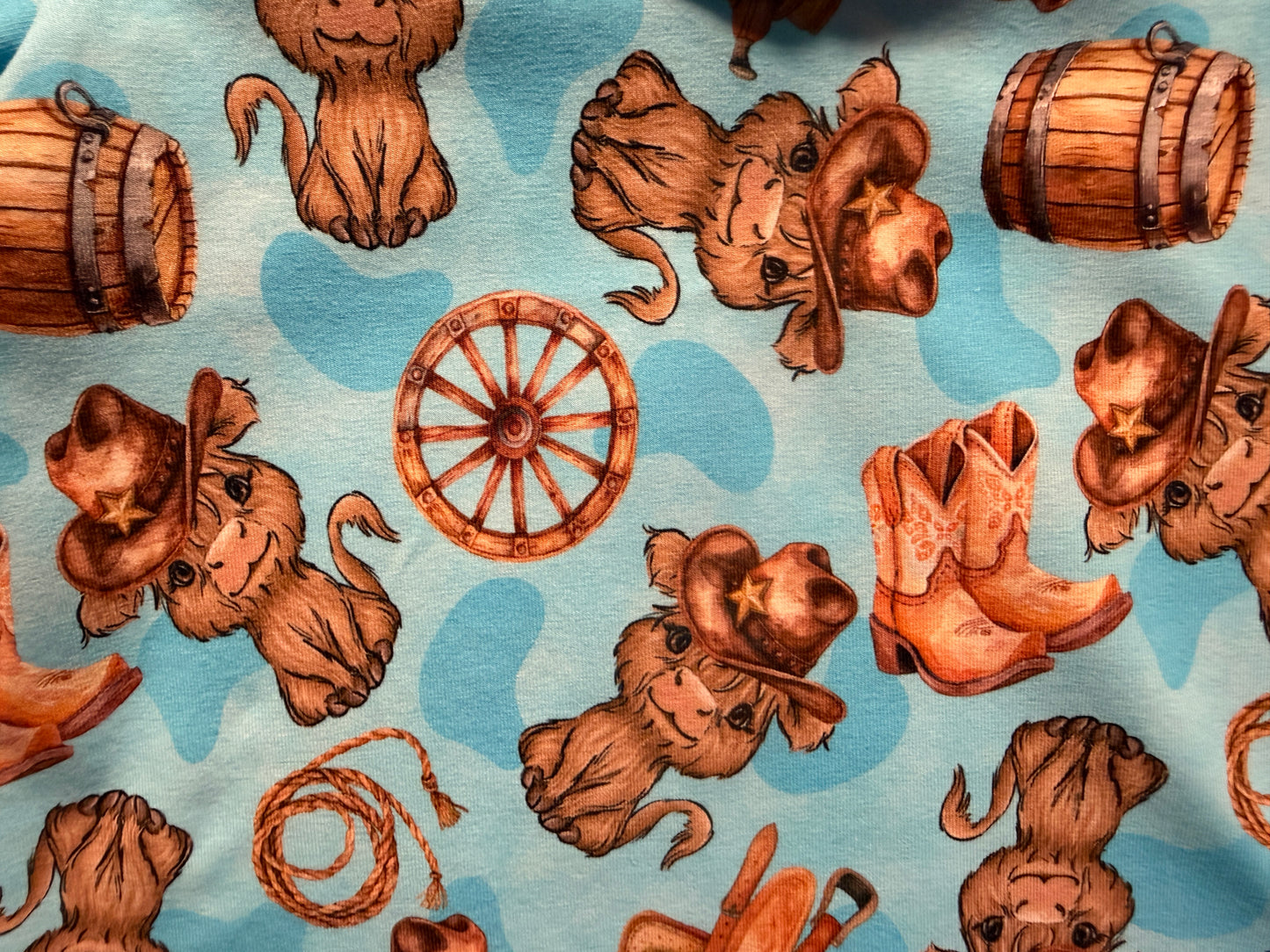 (1766) Cowboy Cows Tshirt & Shorts Set - Size 6