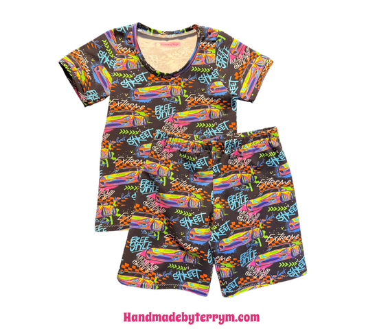 (1764) Urban Street Cars T‑Shirt & Shorts Set - Size 6