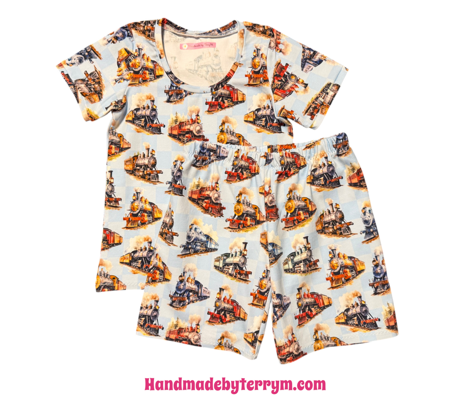 (1781) Steam Train T-Shirt & Shorts Set - Size 5