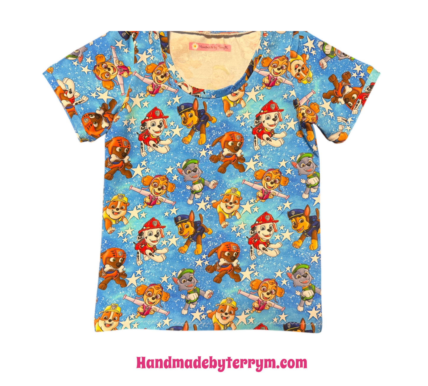 (1774) Puppies & Stars T‑Shirt & Shorts Set -Size 5