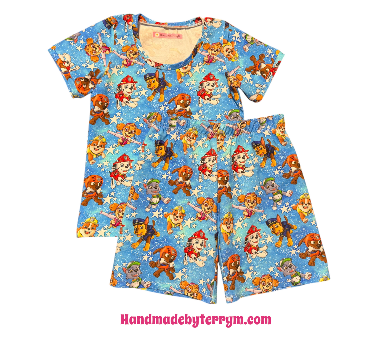 (1774) Puppies & Stars T‑Shirt & Shorts Set -Size 5