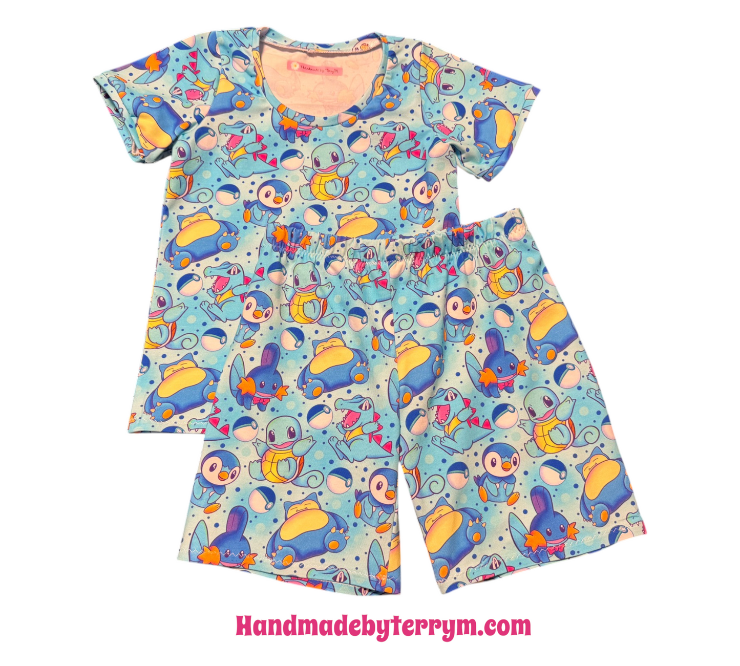 (1776) Blue Pocket Monster T‑Shirt & Shorts Set - Size 5