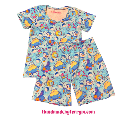 (1776) Blue Pocket Monster T‑Shirt & Shorts Set - Size 5