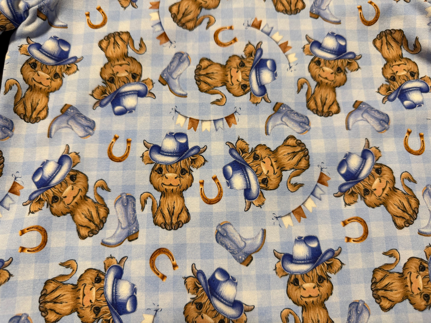 (1775) Blue Cowboy Cows T-Shirt & Shorts Set - Size 5
