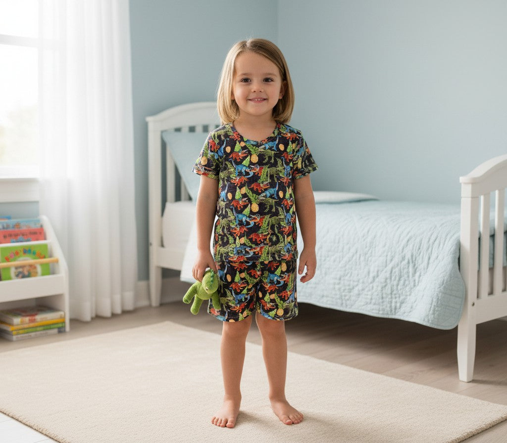 (1782) Roaring Dino Adventure T‑Shirt & Shorts Set – Size 5