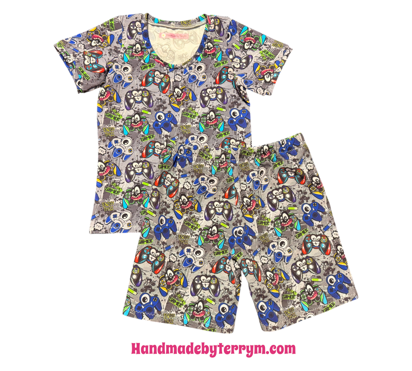 (1779) Grey Gamer T-Shirt & Shorts Set - Size 5