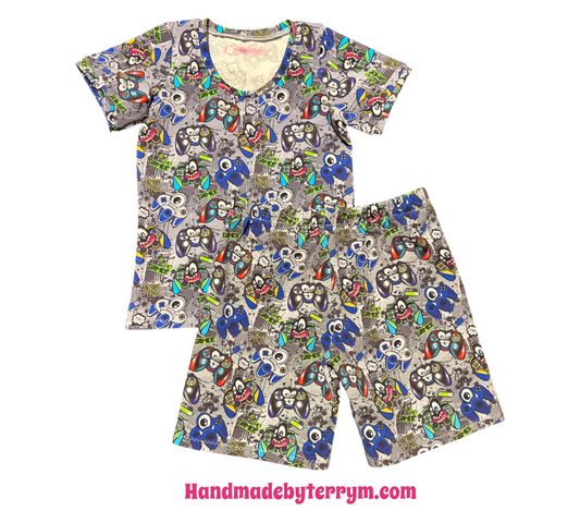 (1779) Grey Gamer T-Shirt & Shorts Set - Size 5