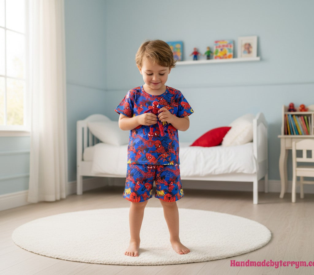 (1773) Spiderdude T-Shirt & Shorts Set - Size 5