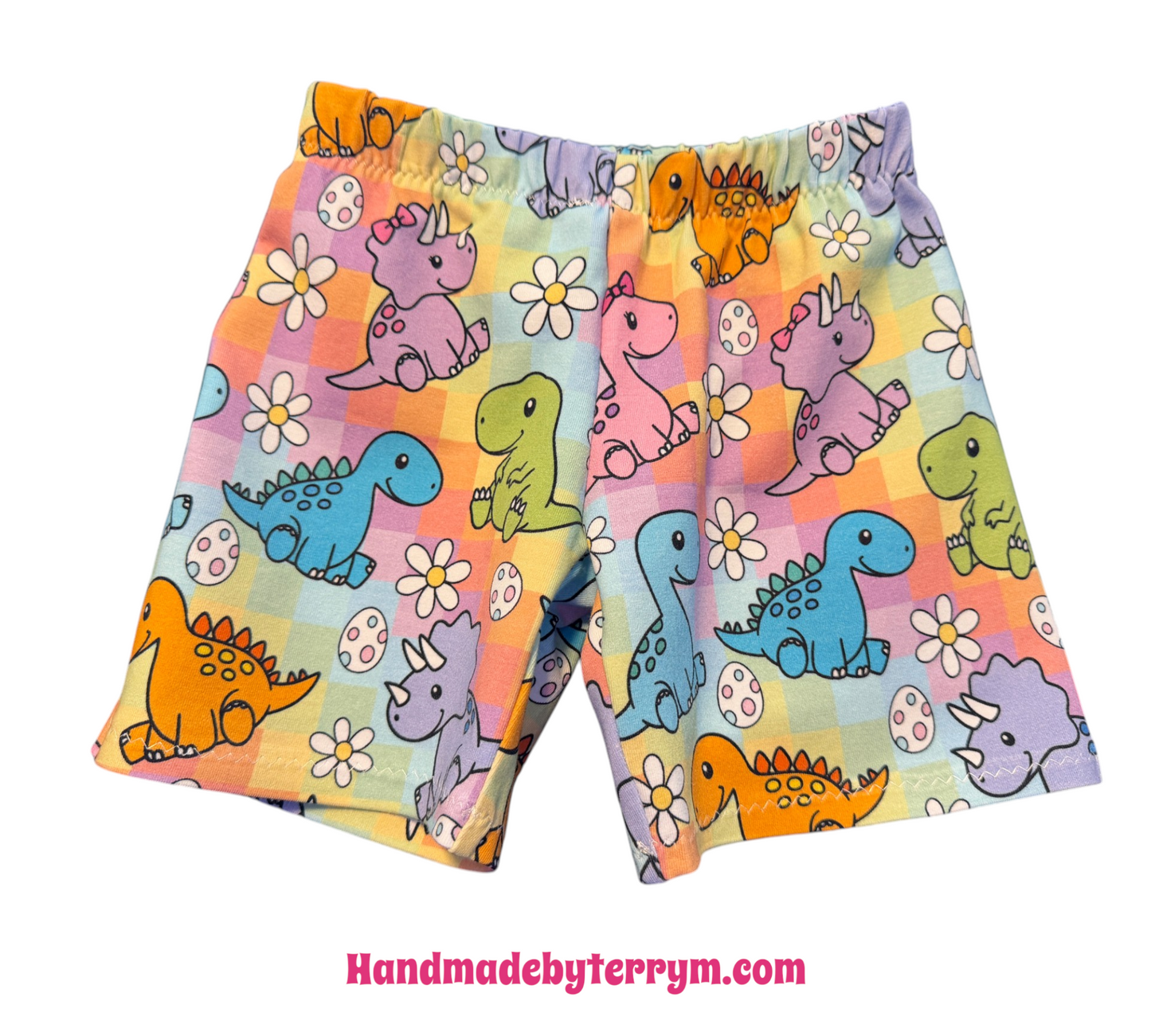 (1798) Colourful Dinosaur T-Shirt & Shorts Set - Size 1