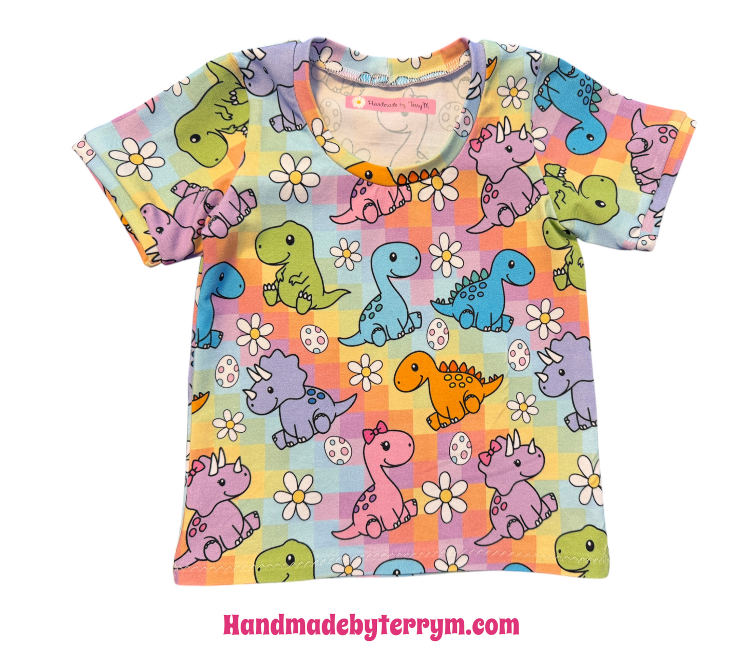 (1798) Colourful Dinosaur T-Shirt & Shorts Set - Size 1