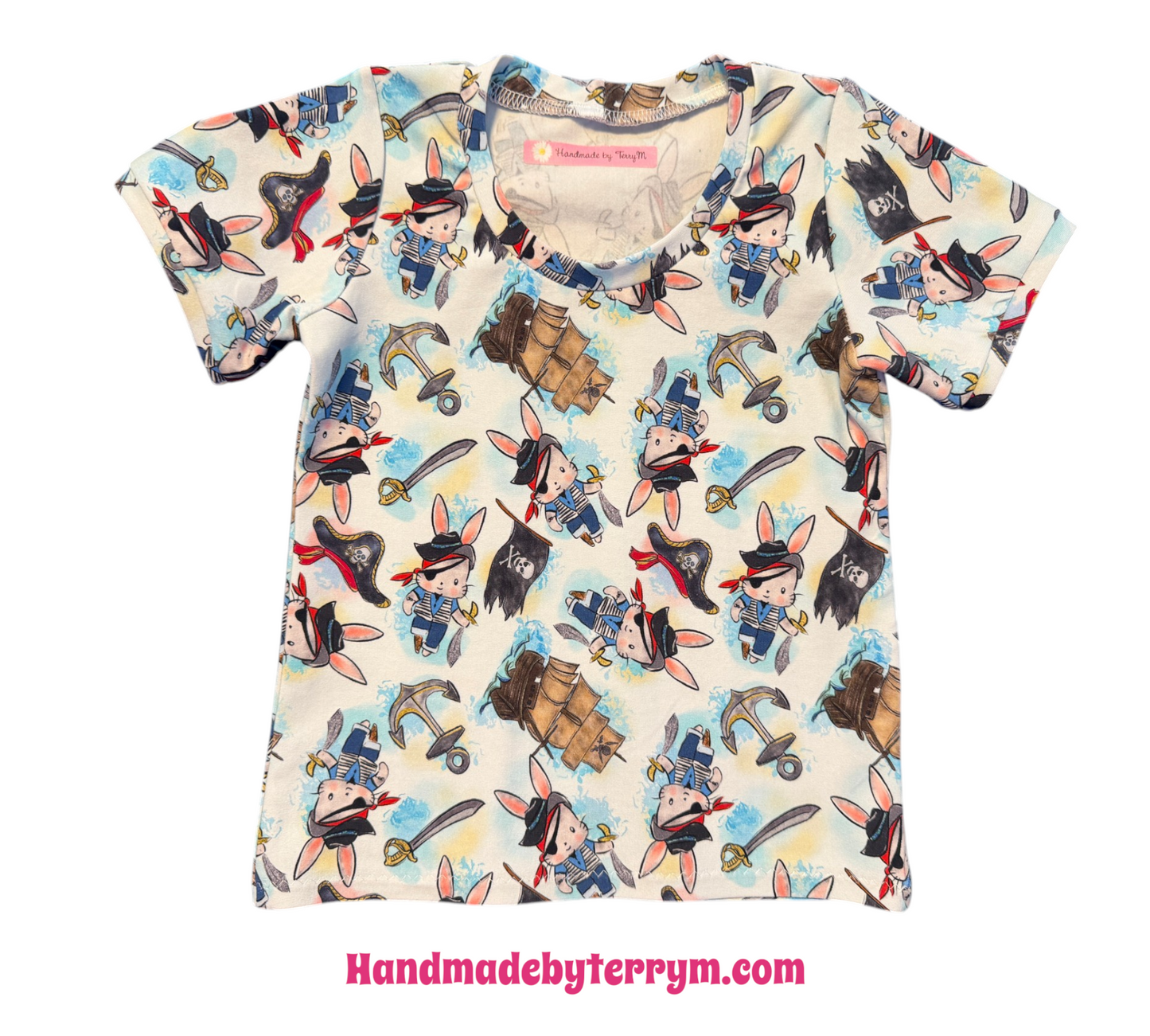 (1790) Pirate Bunny T‑Shirt & Shorts Set – Size 2