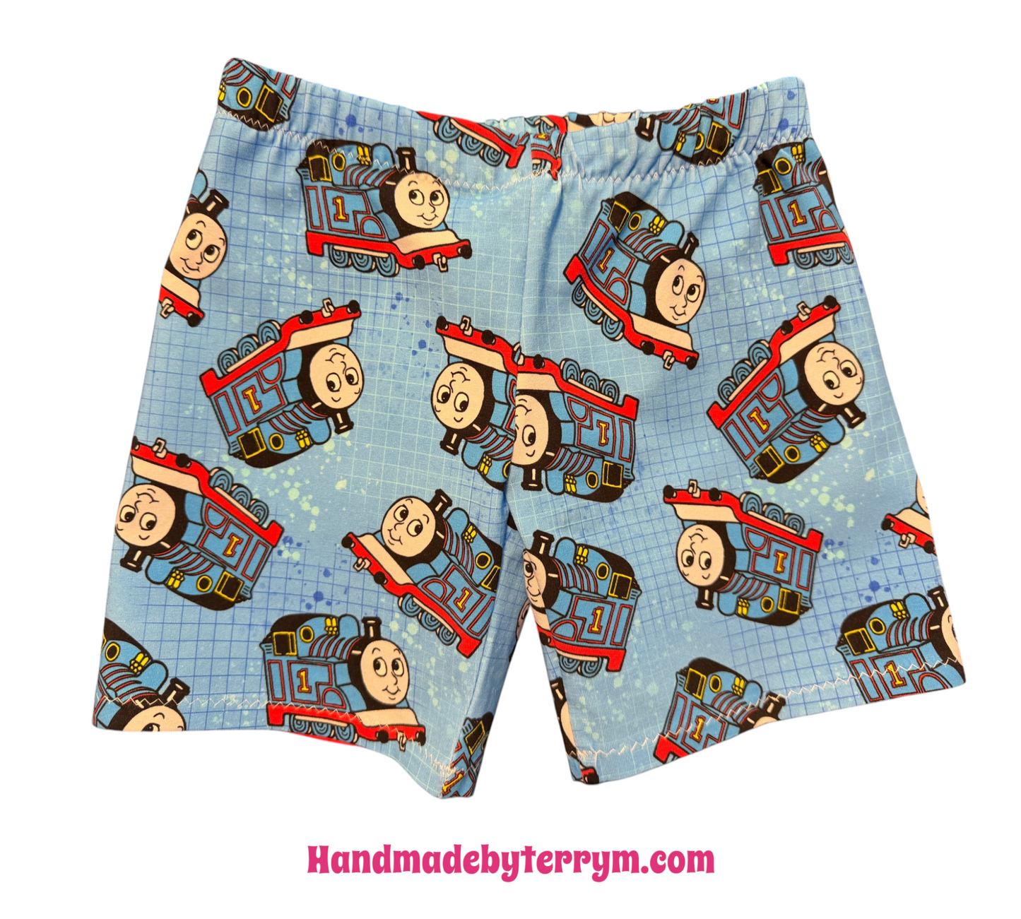 (1786) Blue Train T-Shirt & Shorts Set - Size 2