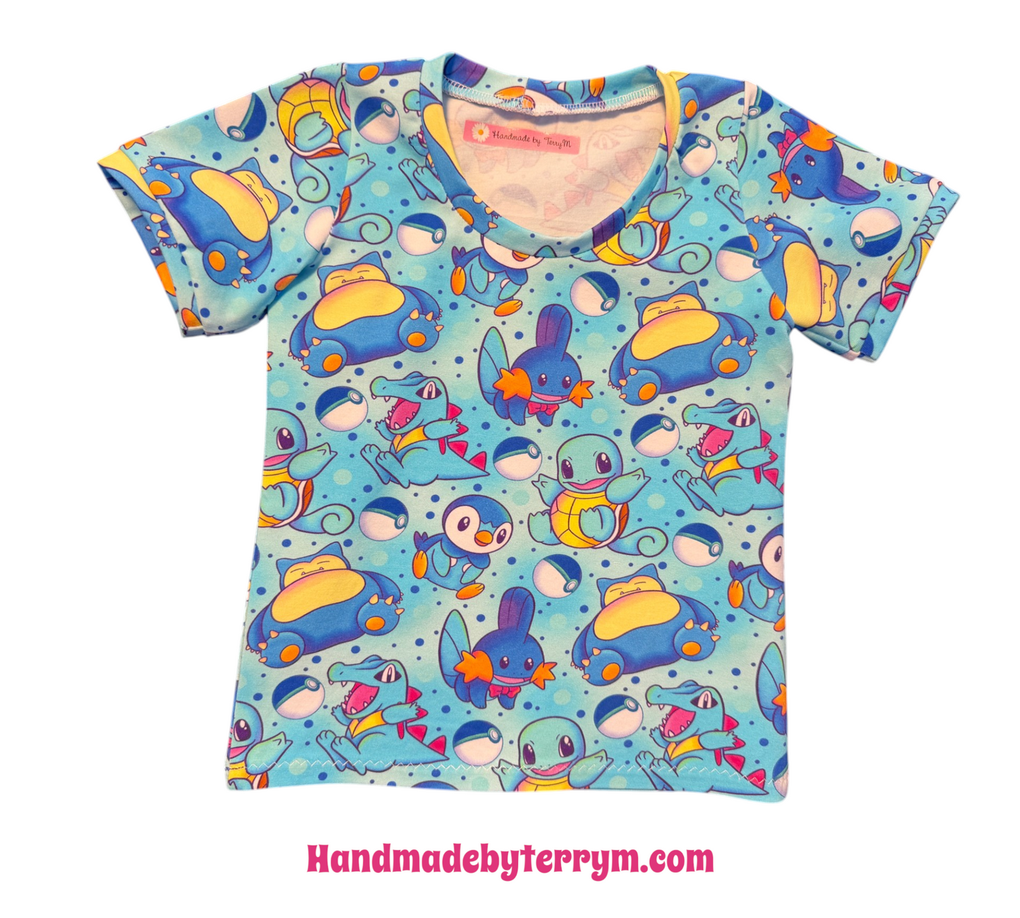 (1794) Cheerful Blue Creature Crew T‑Shirt & Shorts Set – Size 2
