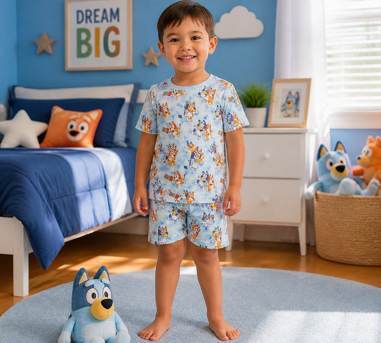 (1795) Blue Dog T-Shirt & Shorts Set - Size 2