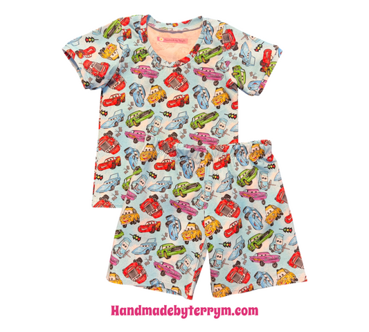 (1785) Speedy Racers T‑Shirt & Shorts Set - Size 2