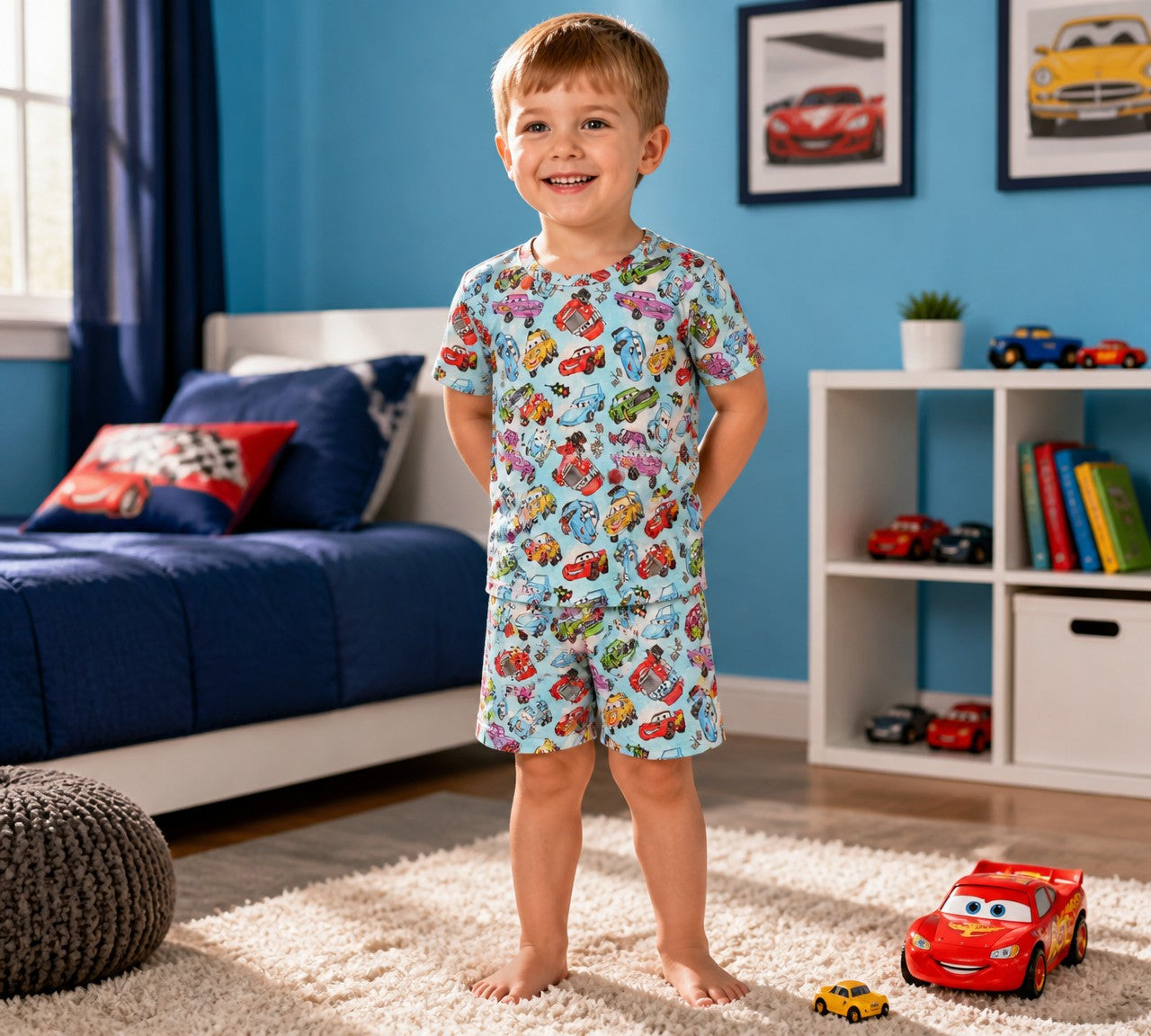 (1785) Speedy Racers T‑Shirt & Shorts Set - Size 2