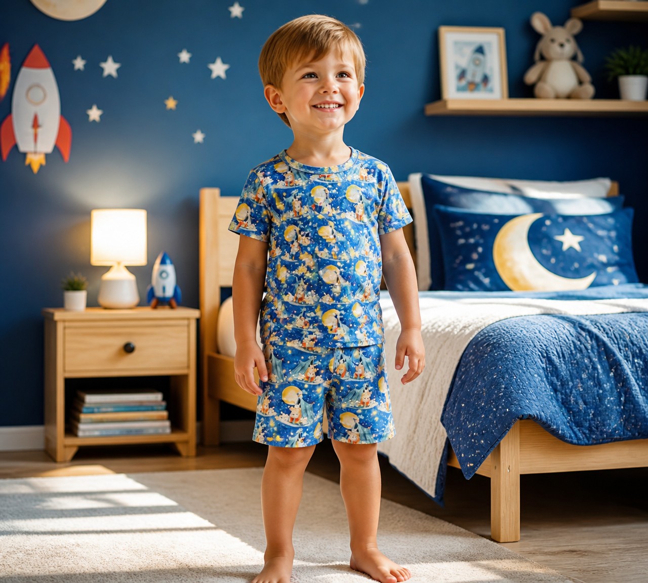 (1788) Teddy in a Tent T-Shirt & Shorts Set - Size 2