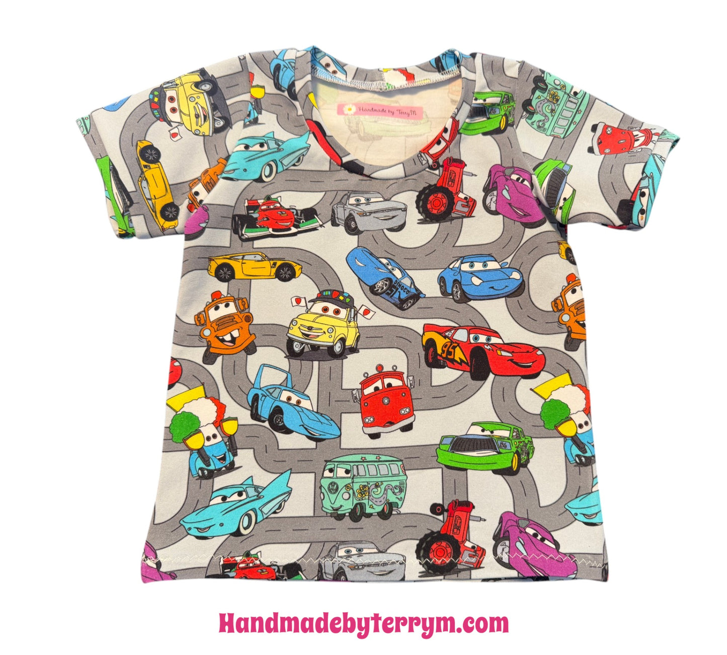 (1807) Colourful Car T‑Shirt &  Shorts Set – Size 1