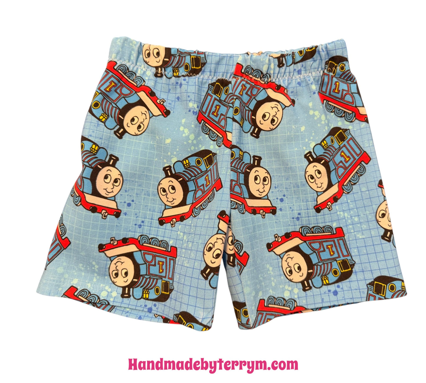 (1809) Blue Train T-Shirt & Shorts Set - Size 1