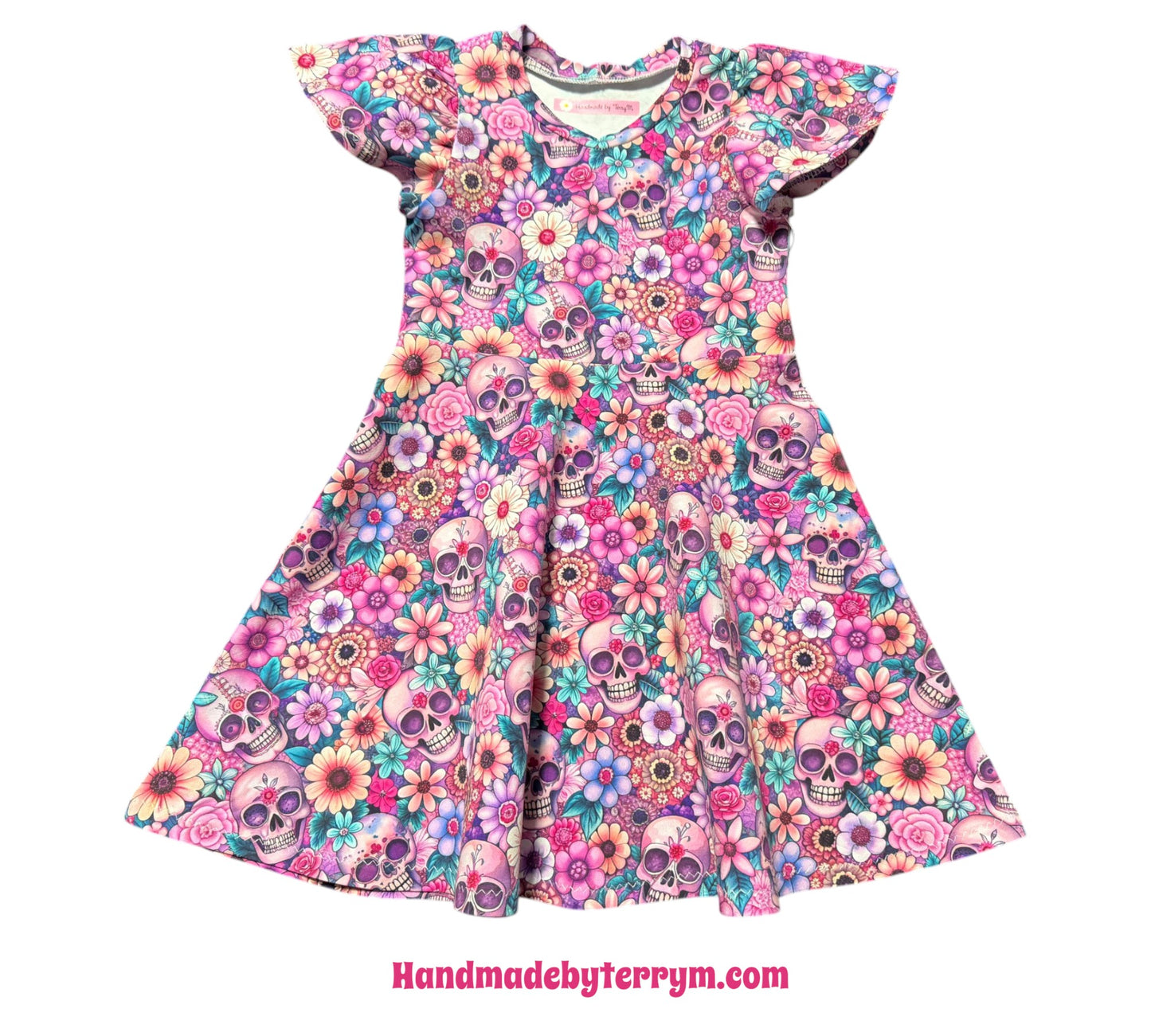 (1819) Floral Skulls Dress – Size 4