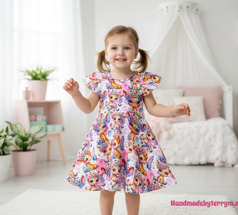 (1814) Animal Friends Flutter Dress – Size 4
