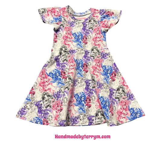 (1815) Illustrated Princess Dress – Size 4