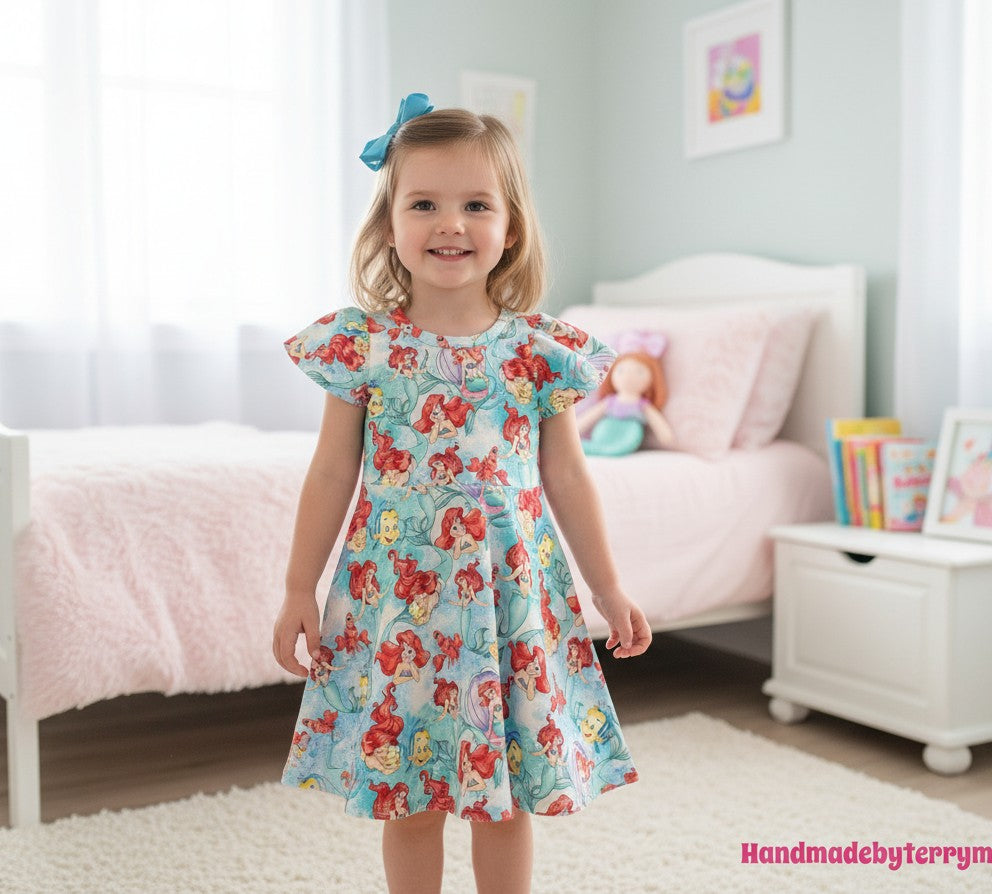 (1816) Ocean Friends Flutter Dress – Size 4