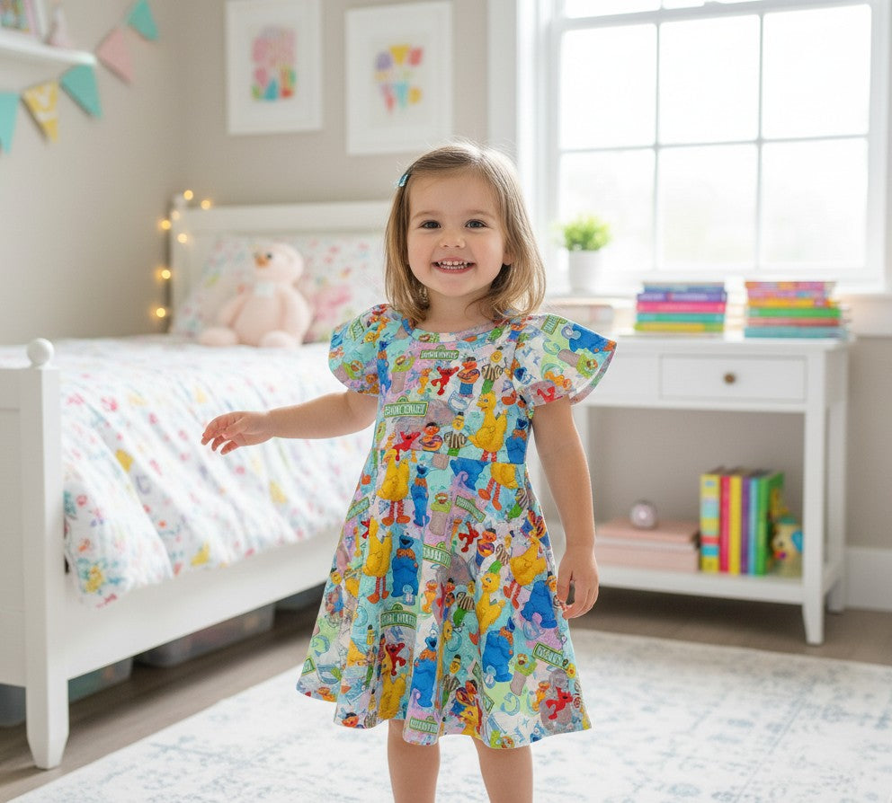 (1830) Friendly Street Crew Flutter Dress – Size 1