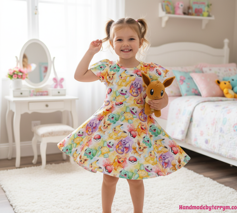 (1820) Pocket Monster Friends Dress - Size 4