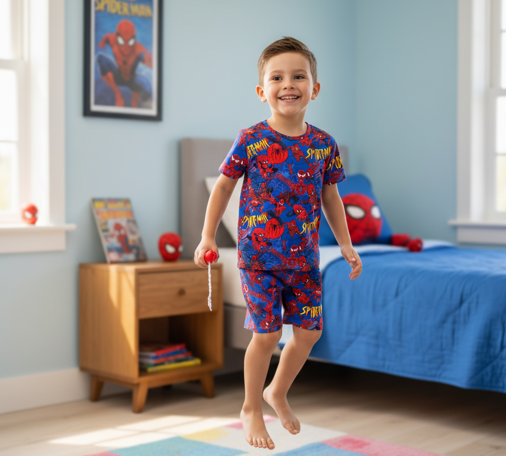 (1826) Spider Hero T‑Shirt & Shorts Set Size 6