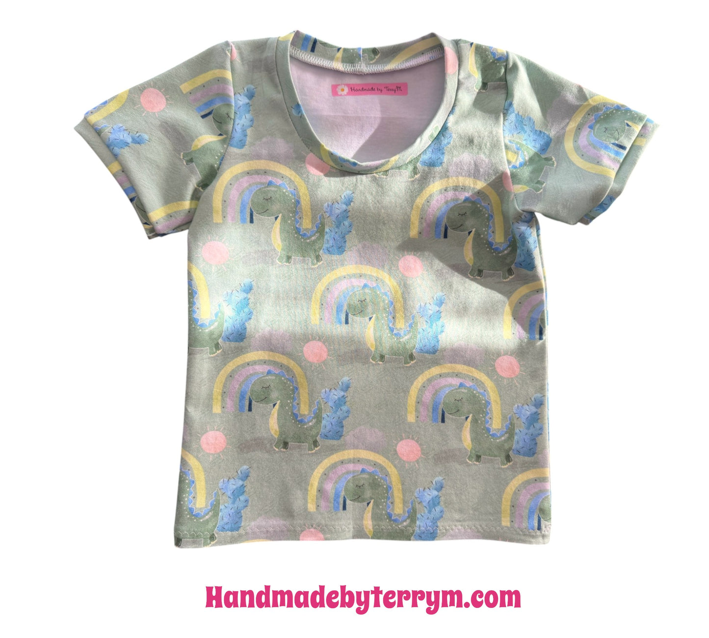 (1856) Green Dino T-Shirt & Shorts Set - Size 3
