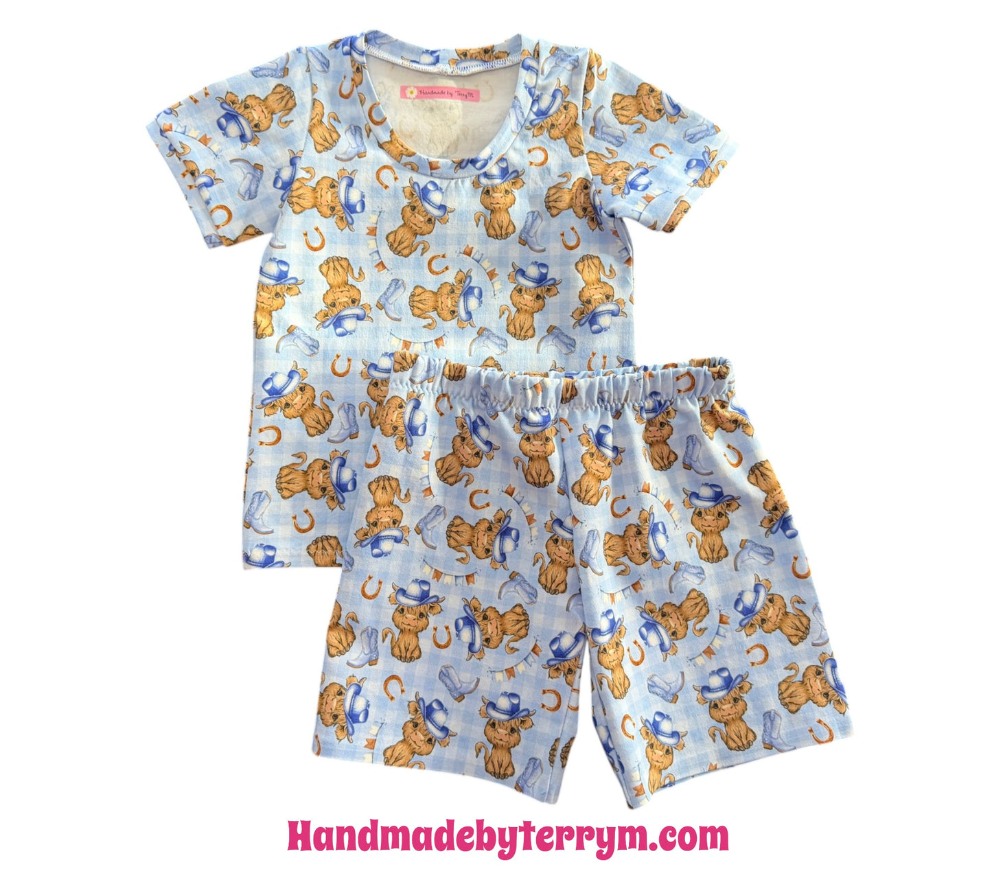(1858) Cowboy Cow T-Shirt & Shorts Set - Size 3