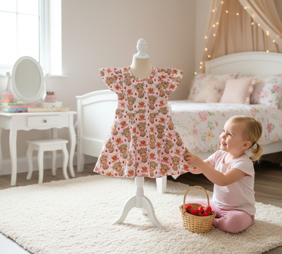 (1870) Pink Cow Dress - Size 2