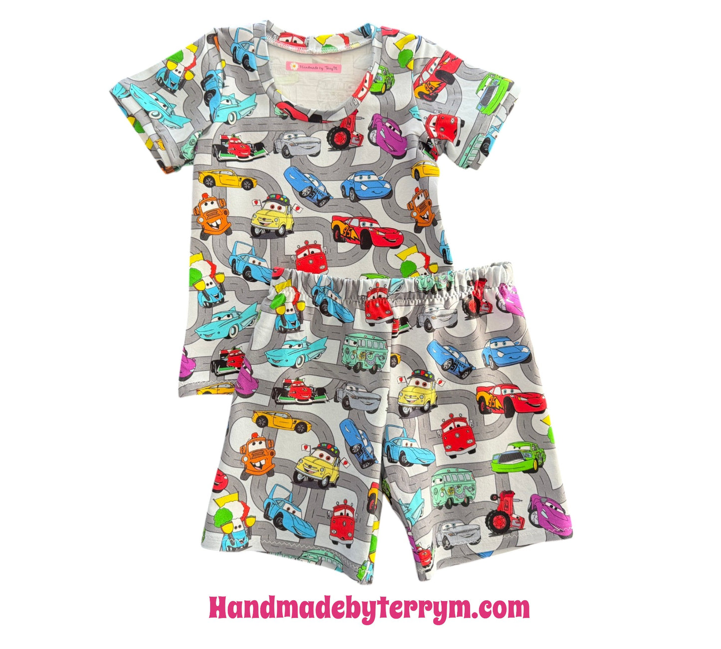 (1863) Colourful Cars T-Shirt & Shorts Set - Size 3
