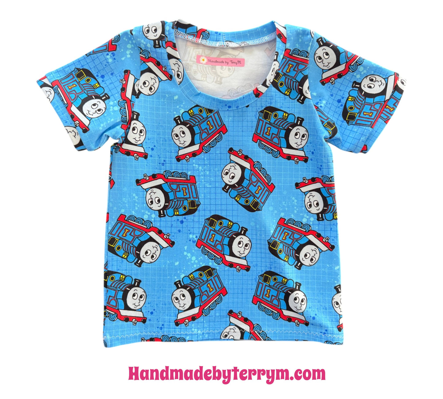 (1862) Blue Train T-Shirt & Shorts Set - Size 3