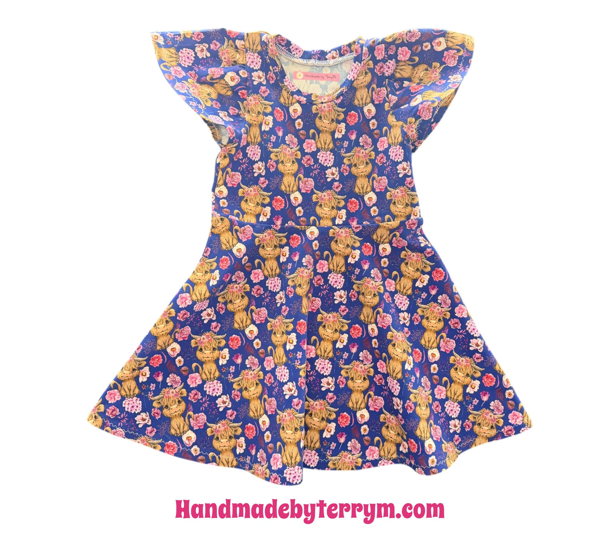 (1917) Floral Cow Friends Dress - Size 3